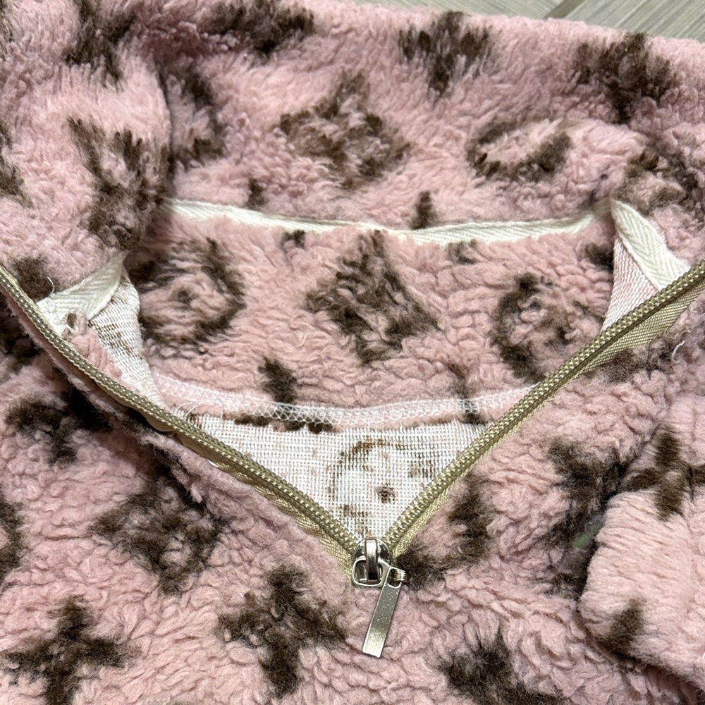 Kids Pink and Brown Fleece Jacket - Picture 3 of 4